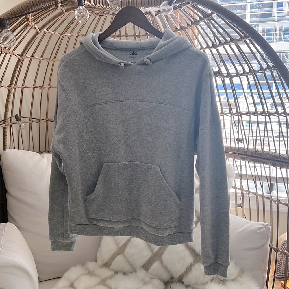 Alo size small grey fleece and cotton mix hoodie